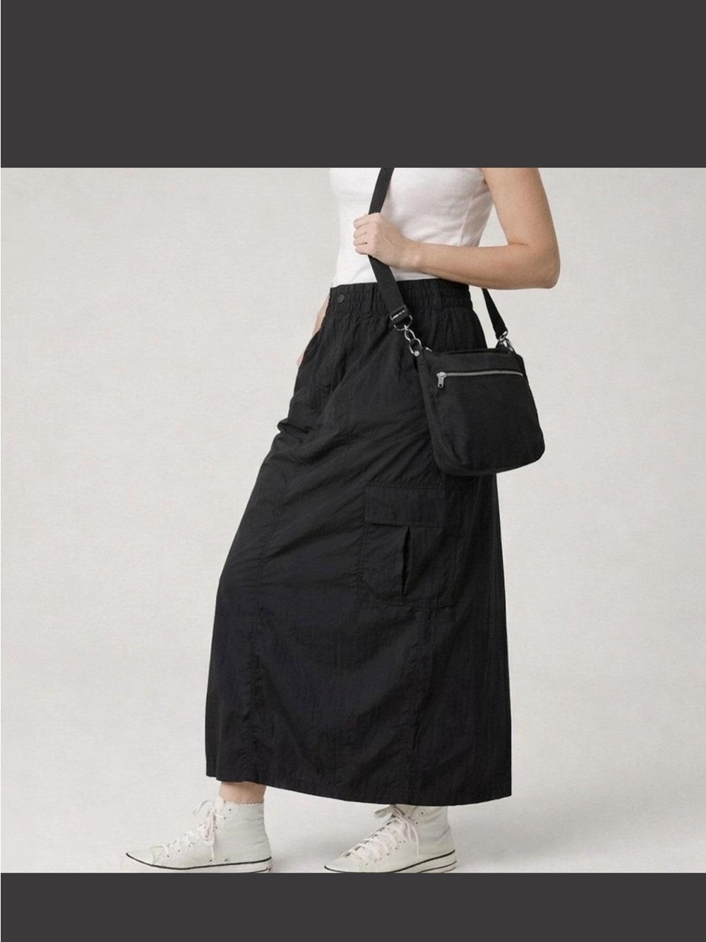NEW Aerie Offline Black Utility Cargo Maxi Skirt